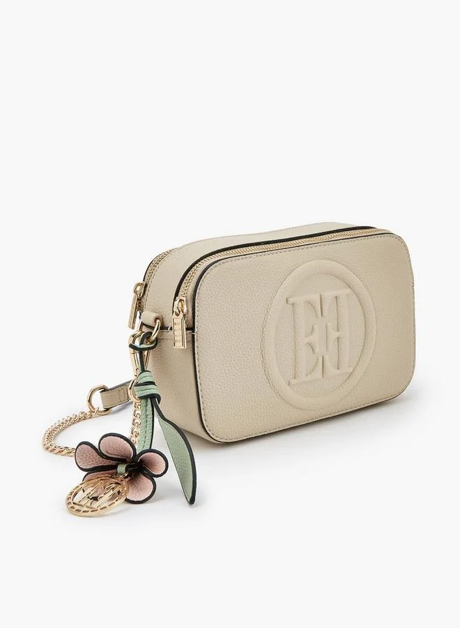 ELLE BEIGE Monogram Embossed Crossbody Bag With Chain Strap for Women | Best Price UAE